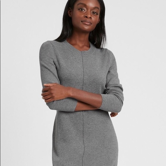 Banana Republic Center Seam Gray Knit Sweater Dress Long Sleeve Medium New $139 - Picture 7 of 10